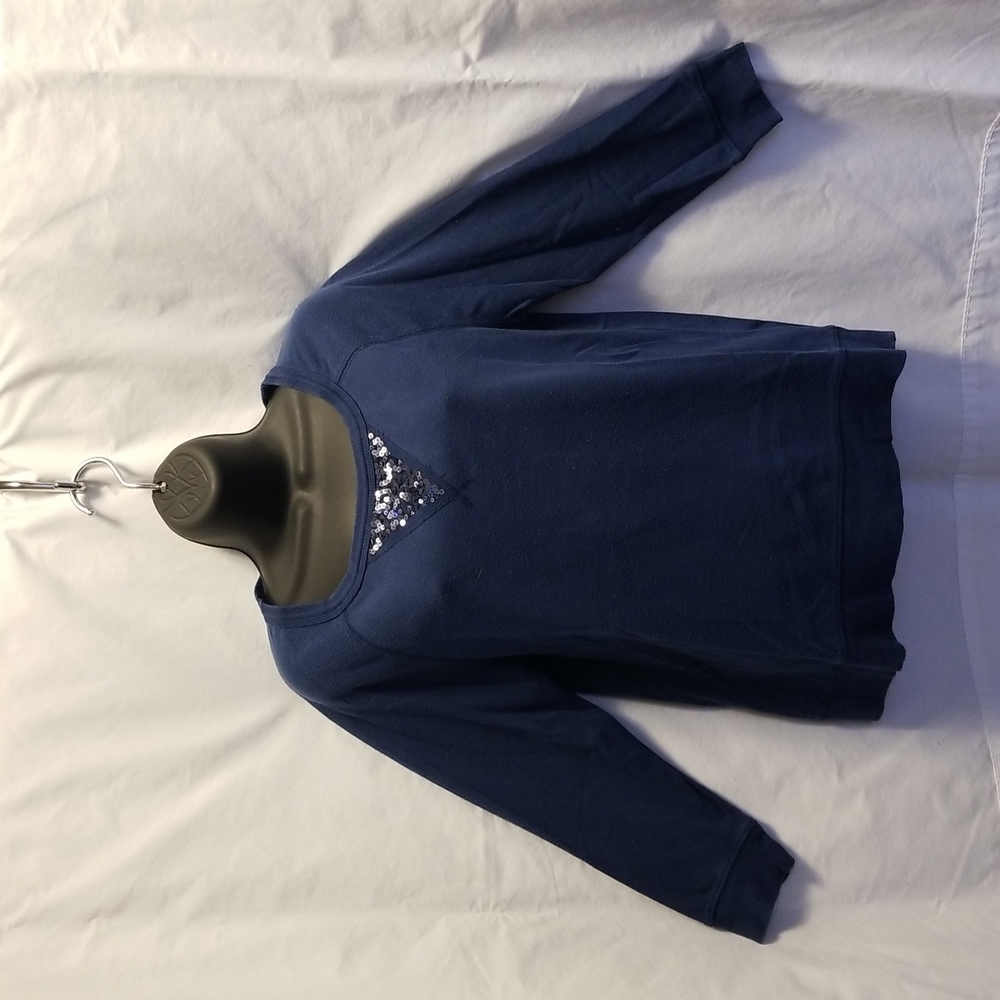 Chaus Sport Blue Lightweight 3/4 Sleeve Sweatshirt